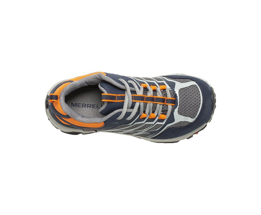 Buty Trekkingowe Merrell Dziecięce Granatowe/Szare/Pomarańczowe - Moab Fst Niskie Waterproof - 71308